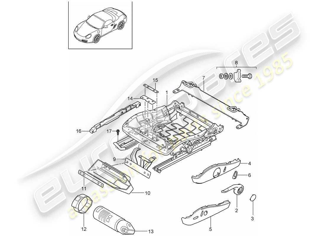 Porsche Boxster 987 (2011) Sitzgestell Teildiagramm