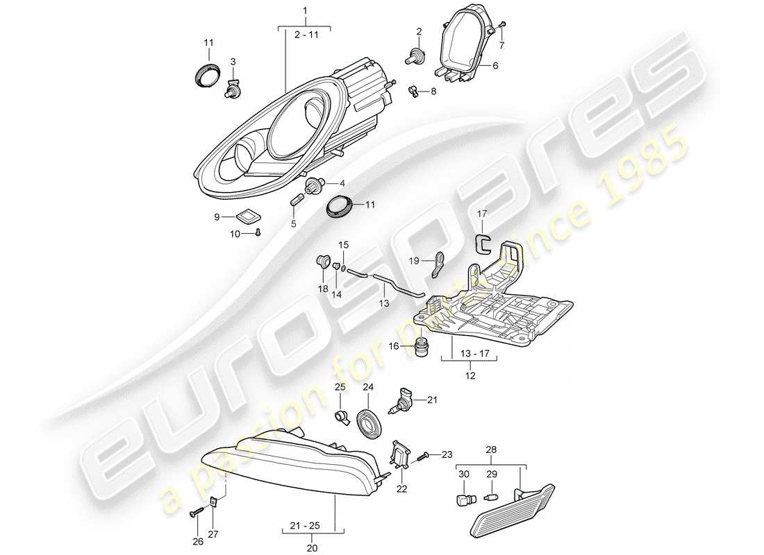 Porsche Boxster 987 (2011) Scheinwerfer Teildiagramm