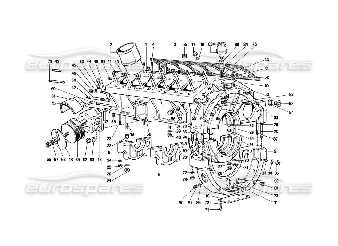 Ferrari 412 (Mechanik) KURBELGEHÄUSE Teilediagramm