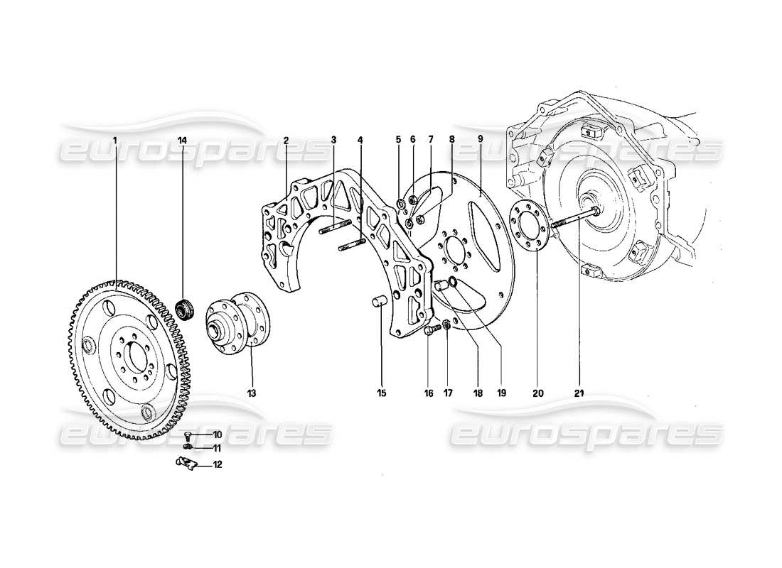 Ferrari 412 (Mechanisches) Motorschwungrad und Abstandhalter für Kupplungsgehäuse – 412 A. Teilediagramm