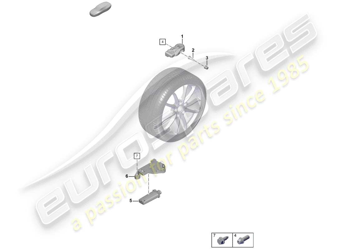 Porsche Boxster Spyder (2019) REIFENDRUCKKONTROLLSYSTEM Teilediagramm