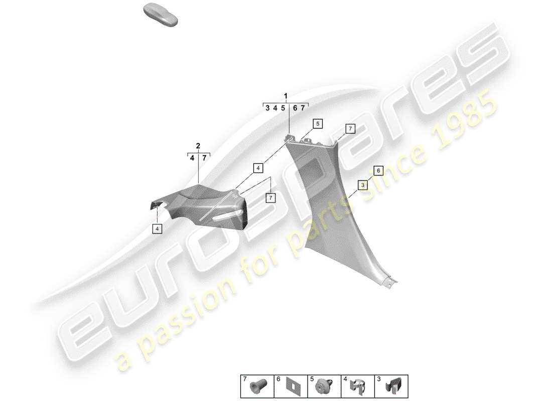 Porsche Boxster Spyder (2019) Zierleisten Teilediagramm