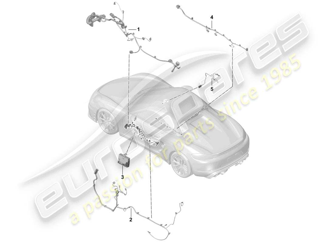 Porsche Boxster Spyder (2019) Kabelbäume Teilediagramm