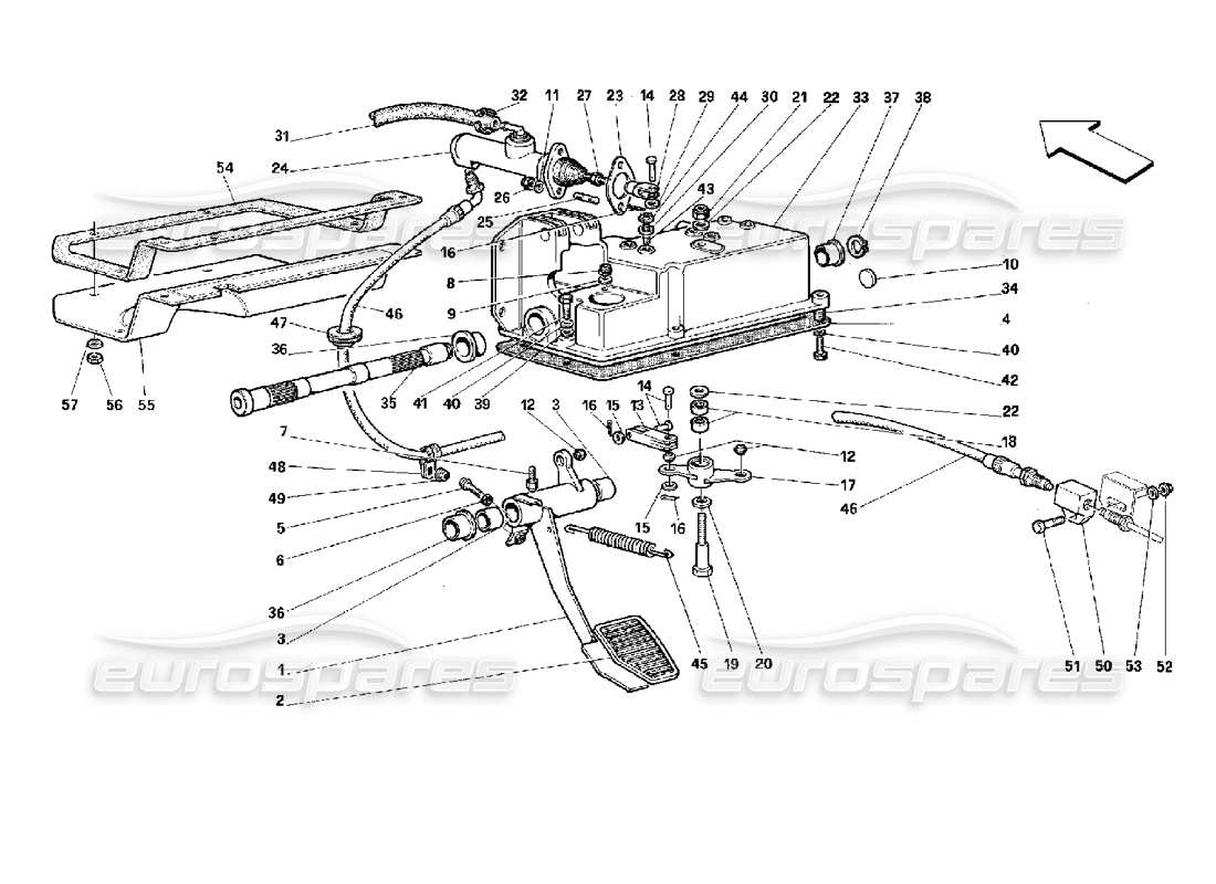 Ferrari 512 TR Kupplungsfreigabesteuerung – nicht für GD – Teilediagramm