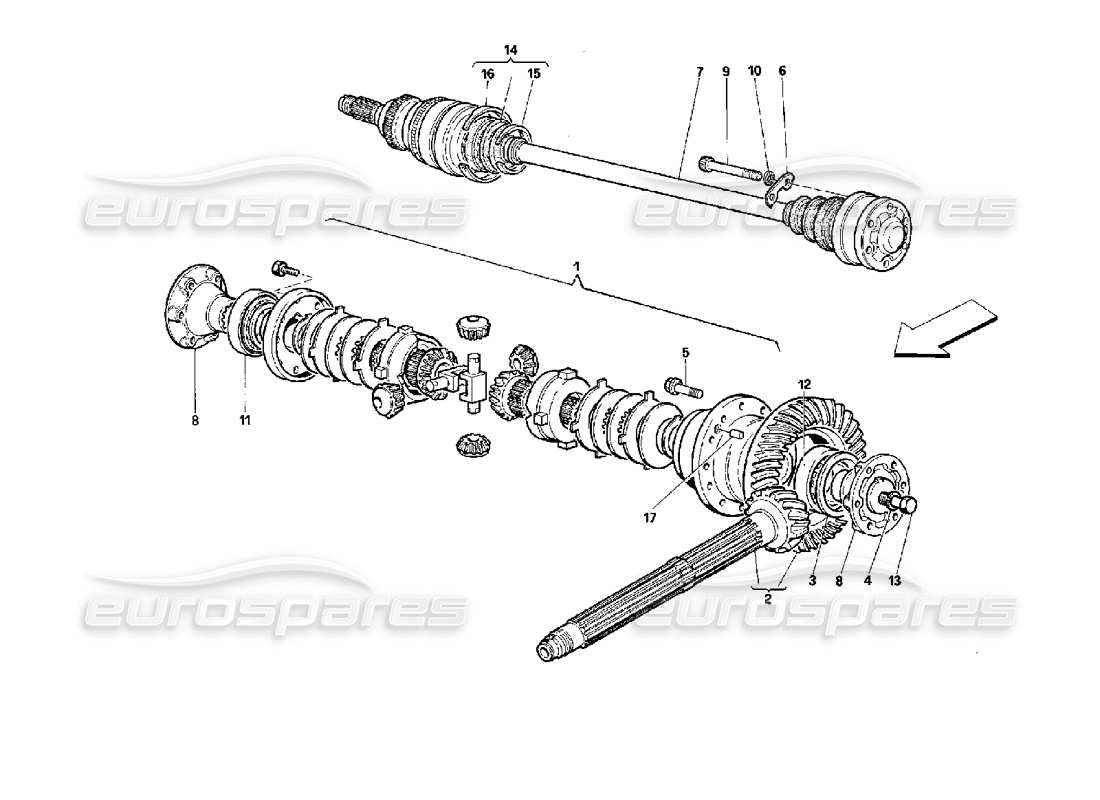 Ferrari 512 TR Differential & Axle Shafts Teilediagramm