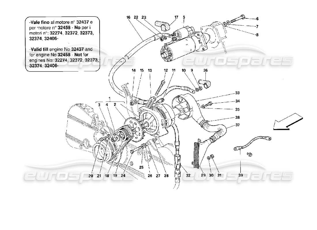 Ferrari 512 TR Stromgenerator – gültig bis Motornummer ... – Teilediagramm