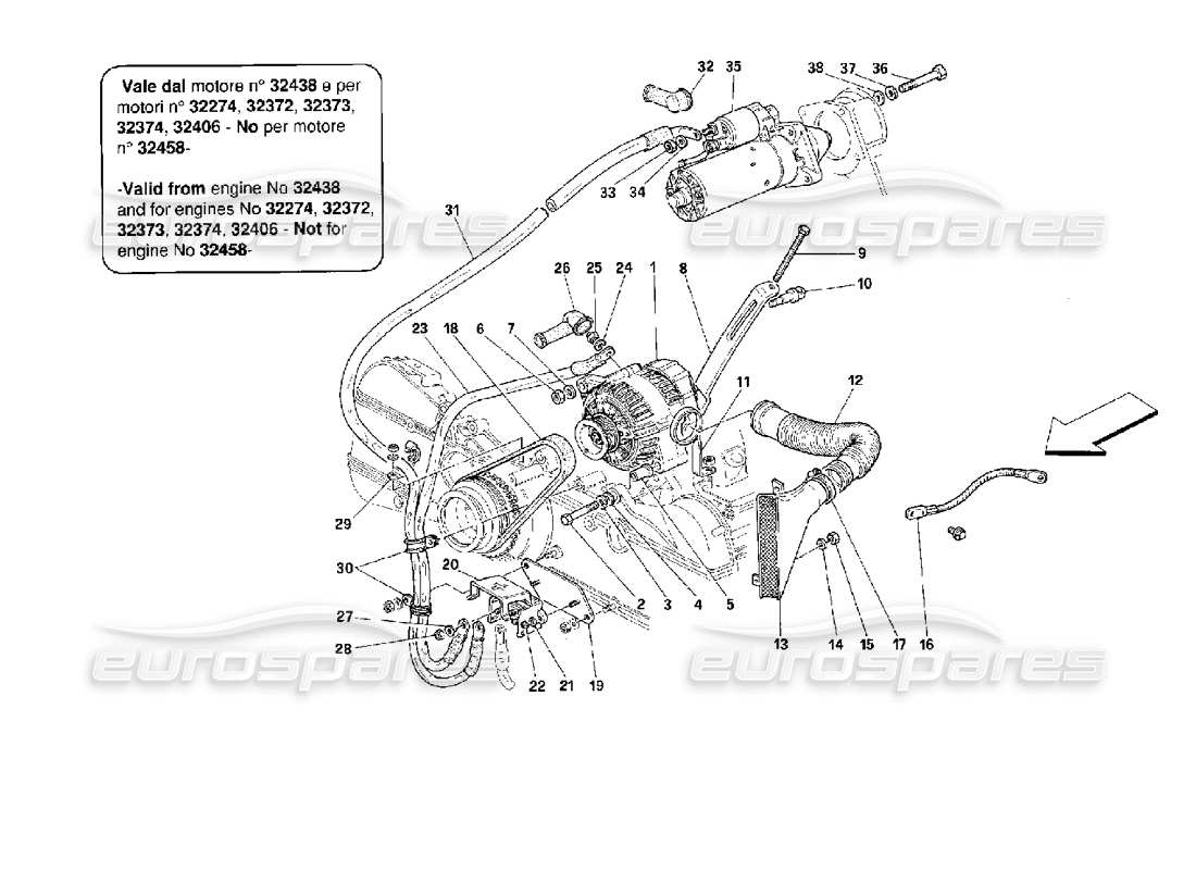 Ferrari 512 TR Stromgenerator – gültig ab Motornummer ... – Teilediagramm