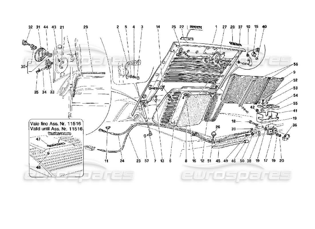 Ferrari 512 TR Heckhaube Teilediagramm