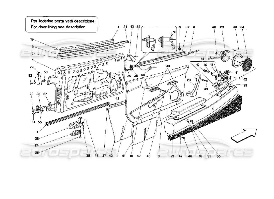 Ferrari 512 TR Tür - Fertigstellung Teilediagramm