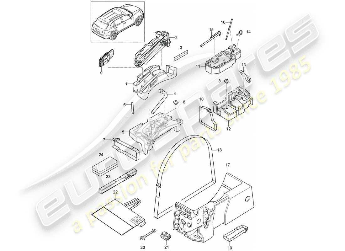 Porsche Cayenne E2 (2018) Werkzeug Teildiagramm