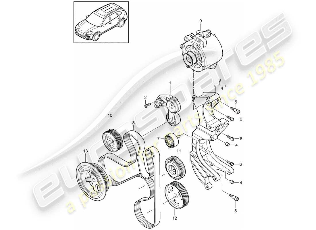 Porsche Cayenne E2 (2018) Riemenspanner Teildiagramm