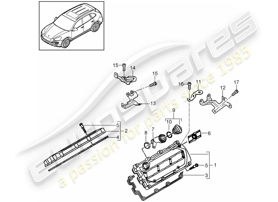 Porsche Cayenne E2 (2018) Ventildeckel Teildiagramm