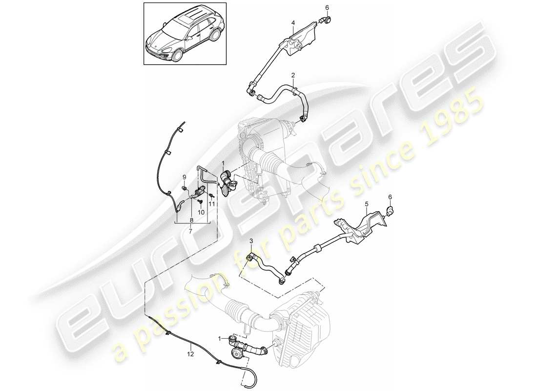 Porsche Cayenne E2 (2018) Luftfilter mit Anschluss Teildiagramm