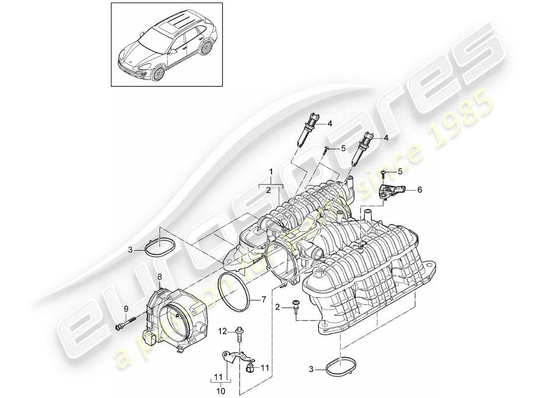 Porsche Cayenne E2 (2018) Ansaugluftverteiler Teildiagramm