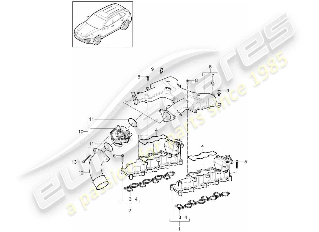 Porsche Cayenne E2 (2018) Ansaugkrümmer Teildiagramm