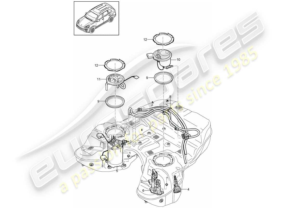 Porsche Cayenne E2 (2018) Treibstofftank Teildiagramm