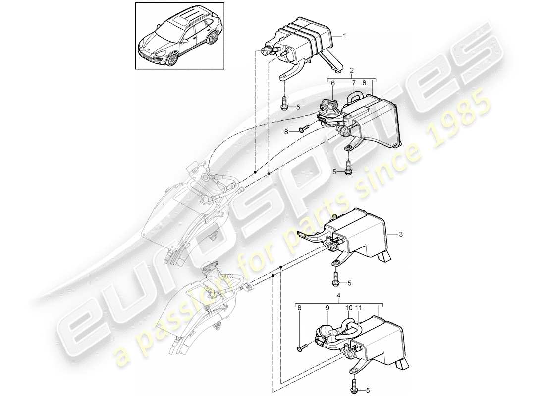 Porsche Cayenne E2 (2018) Verdunstungsemissionsbehälter Teildiagramm