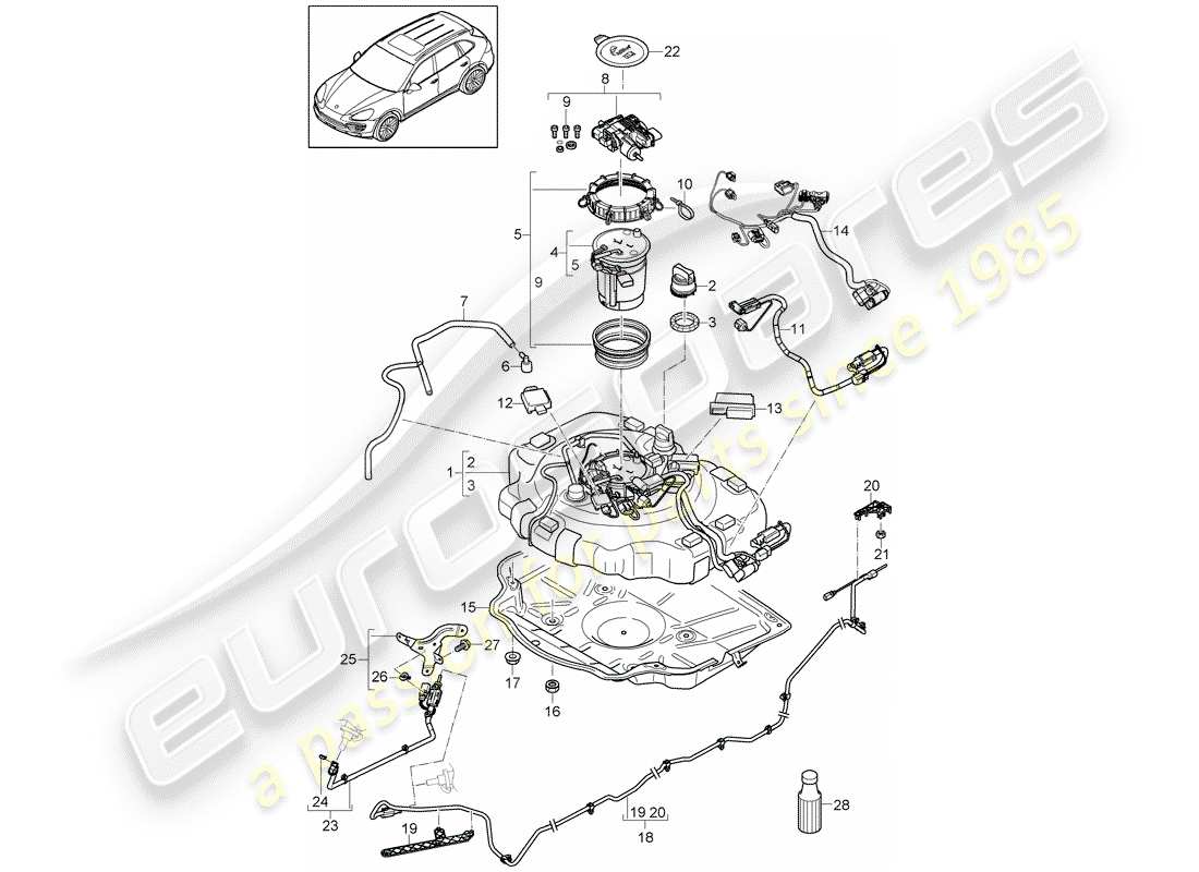 Porsche Cayenne E2 (2018) ex. Abgas Kontroll System Teildiagramm