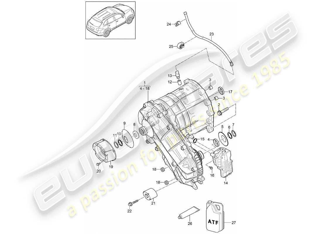 Porsche Cayenne E2 (2018) Verteilergetriebe Teildiagramm