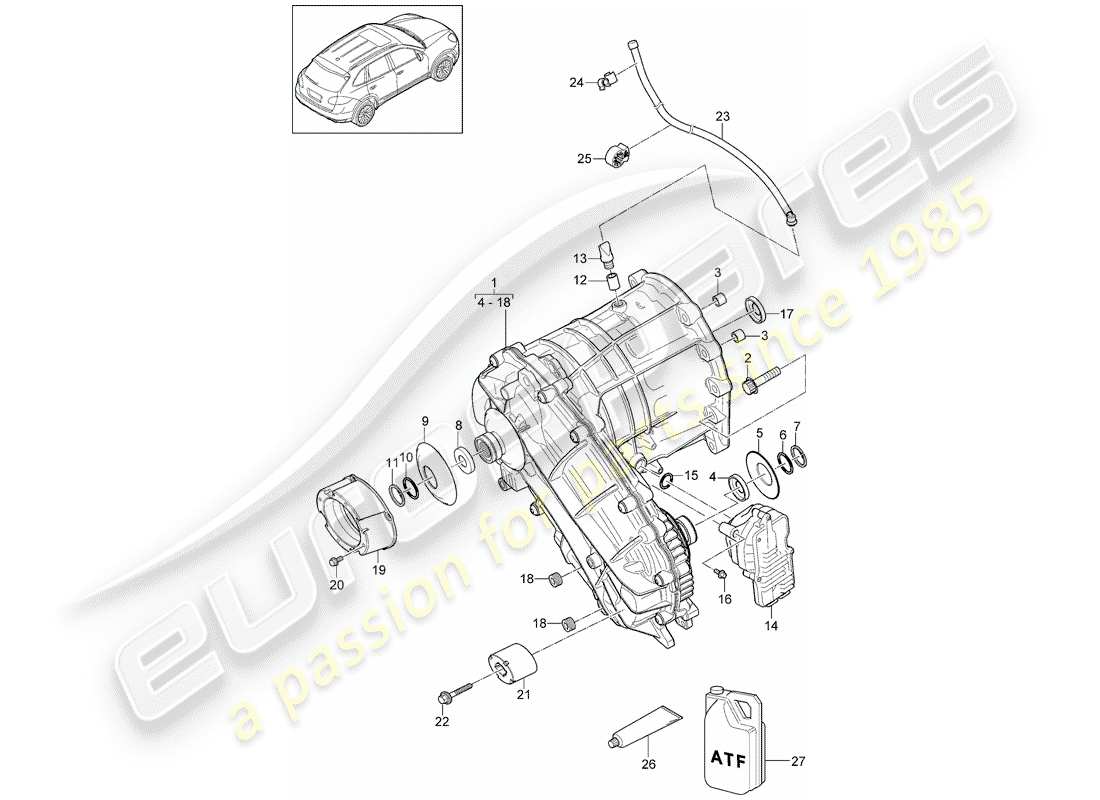 Porsche Cayenne E2 (2018) Verteilergetriebe Teildiagramm