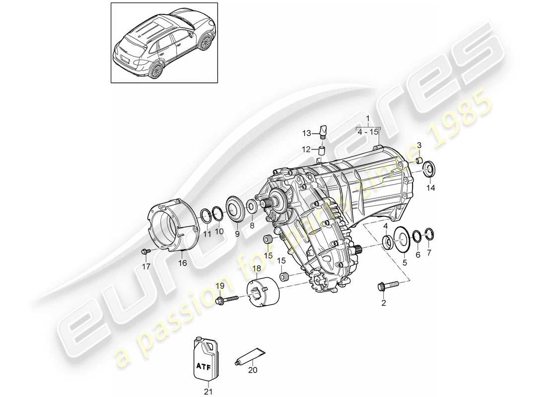Porsche Cayenne E2 (2018) Verteilergetriebe Teildiagramm