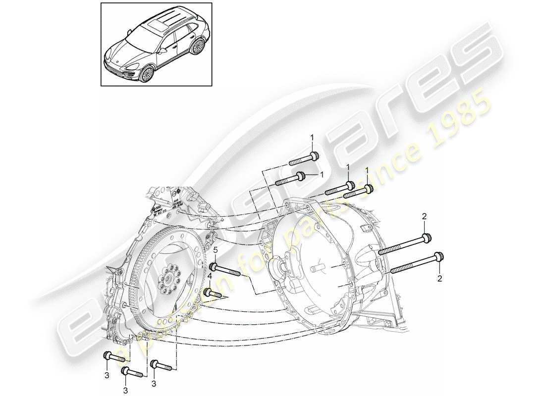 Porsche Cayenne E2 (2018) Montageteile für Motor u Teildiagramm