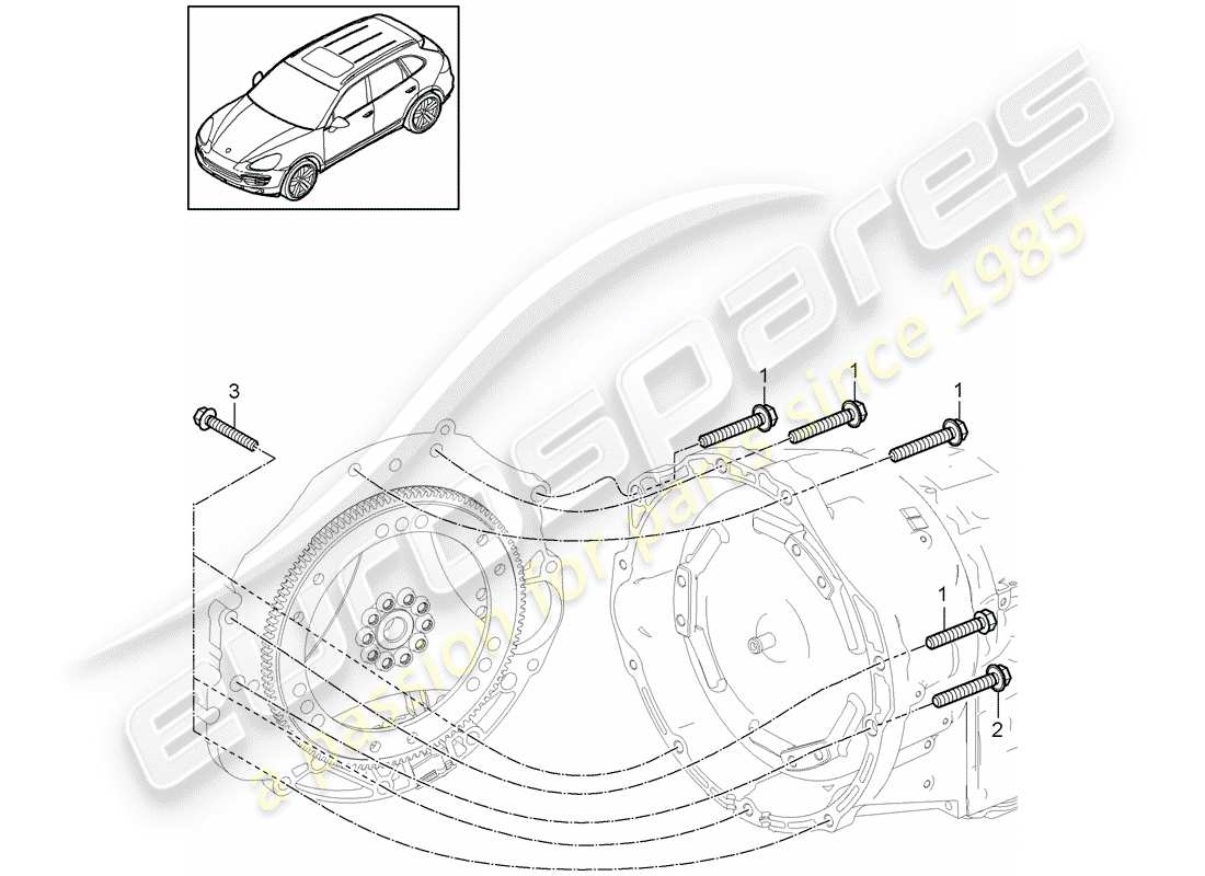 Porsche Cayenne E2 (2018) Montageteile für Motor u Teildiagramm