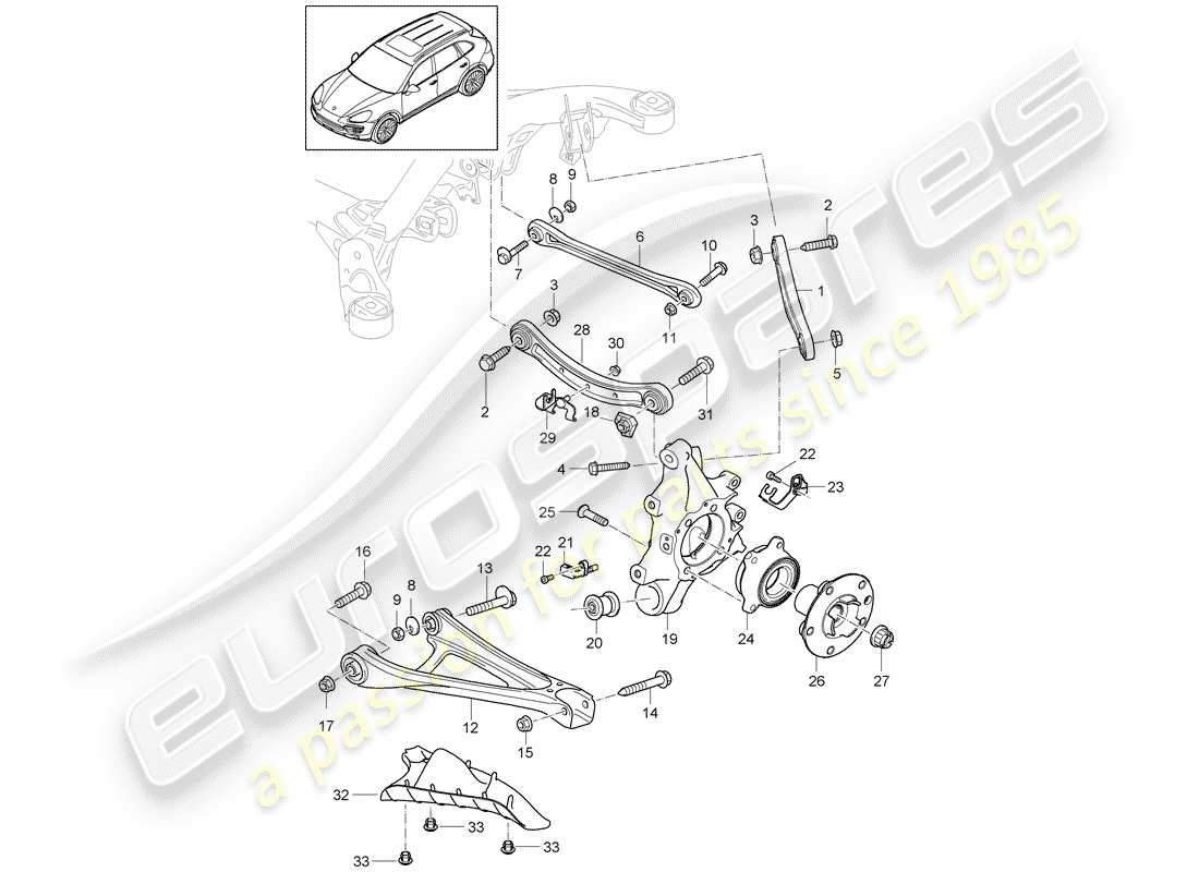 Porsche Cayenne E2 (2018) Hinterachse Teildiagramm