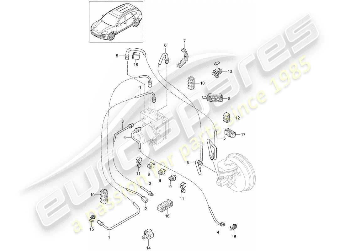 Porsche Cayenne E2 (2018) Bremsleitungen Teildiagramm