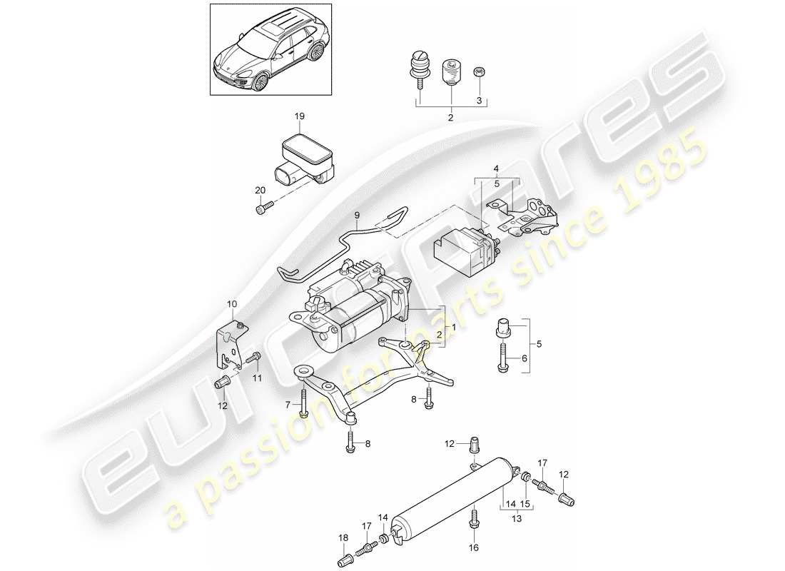 Porsche Cayenne E2 (2018) selbstnivellierendes System Teildiagramm