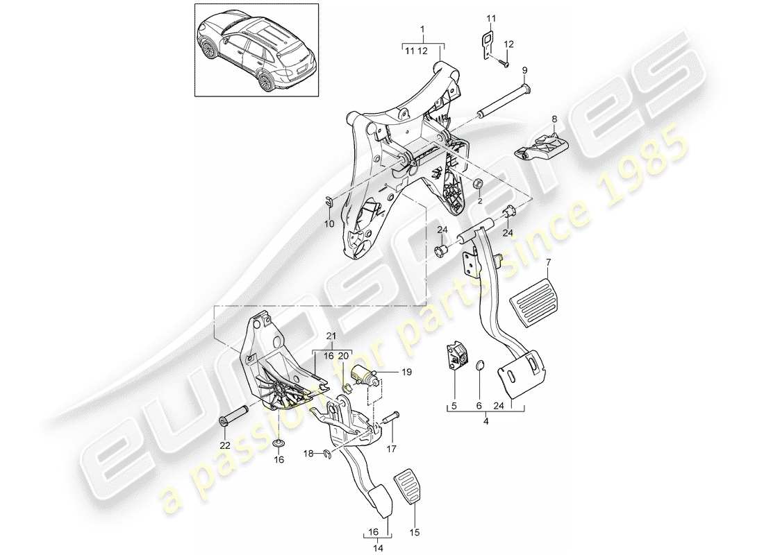 Porsche Cayenne E2 (2018) Pedale Teildiagramm
