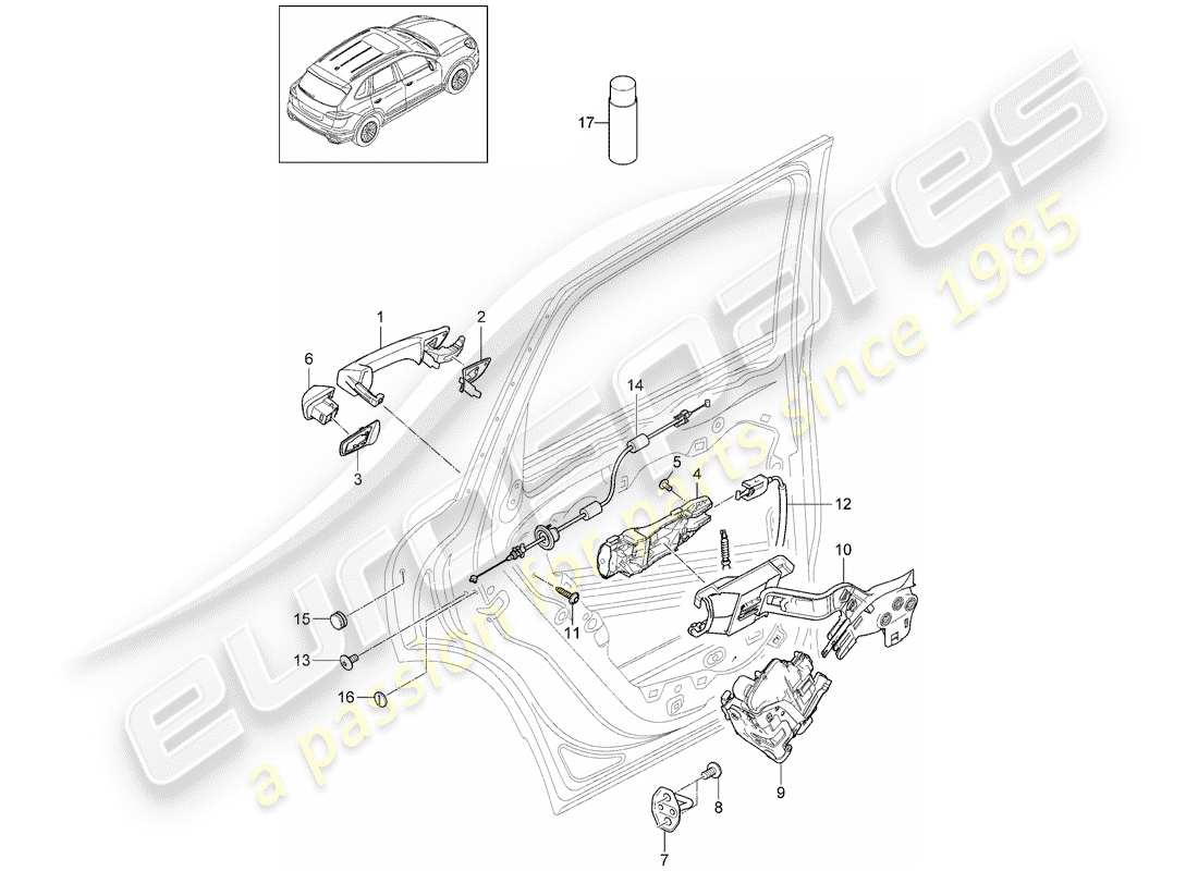 Porsche Cayenne E2 (2018) Türschnalle Teildiagramm