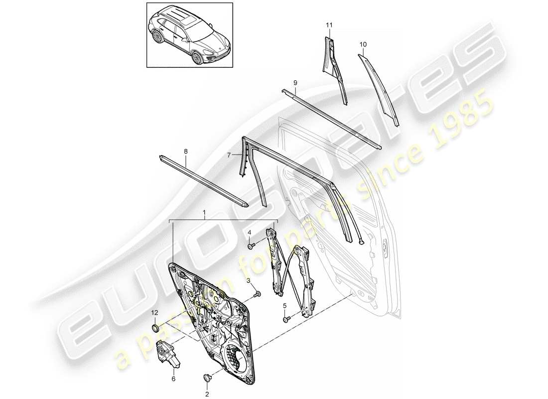 Porsche Cayenne E2 (2018) Fensterheber Teildiagramm