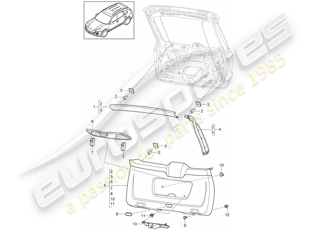 Porsche Cayenne E2 (2018) Zierleisten Teildiagramm