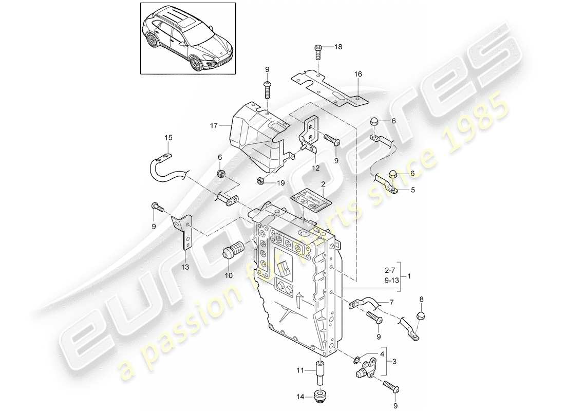 Porsche Cayenne E2 (2018) HYBRID Teildiagramm