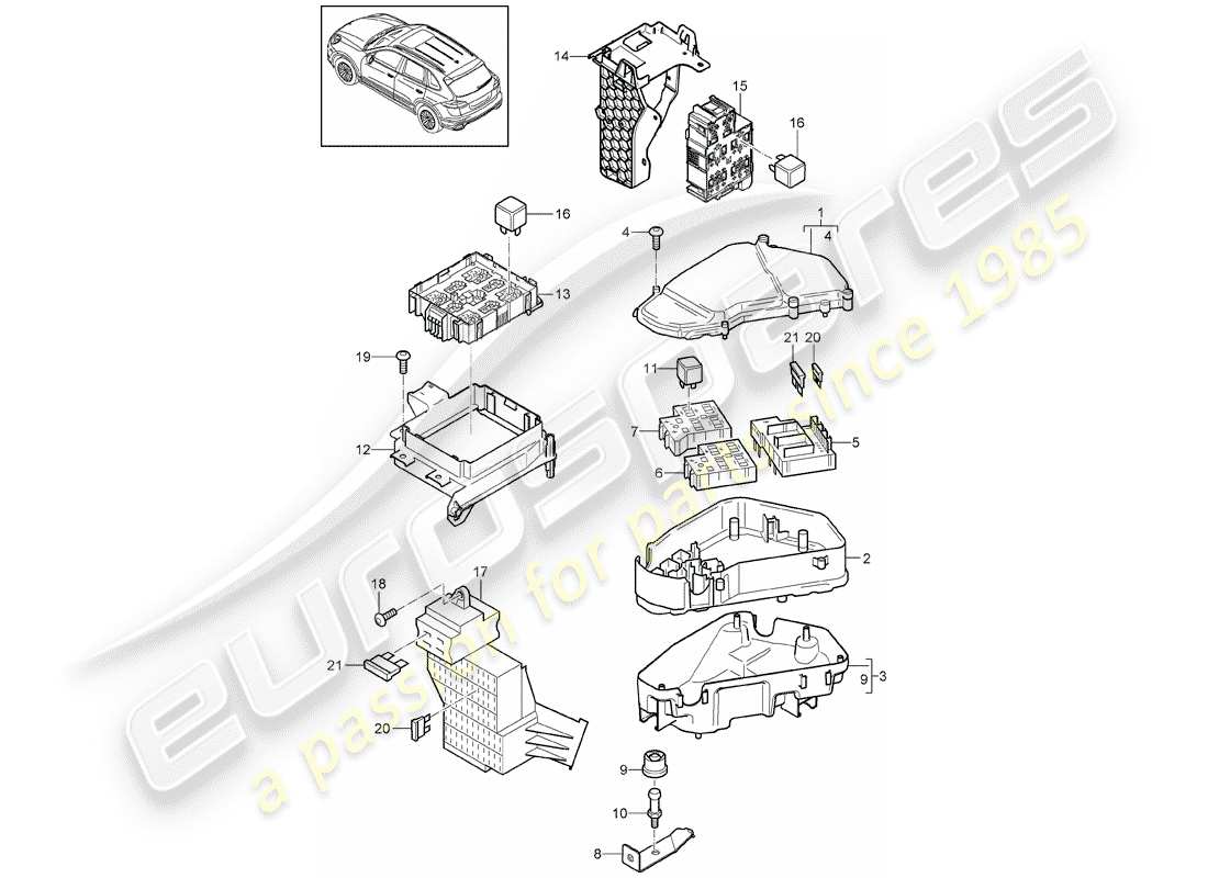 Porsche Cayenne E2 (2018) Sicherungskasten/Relaisplatte Teildiagramm