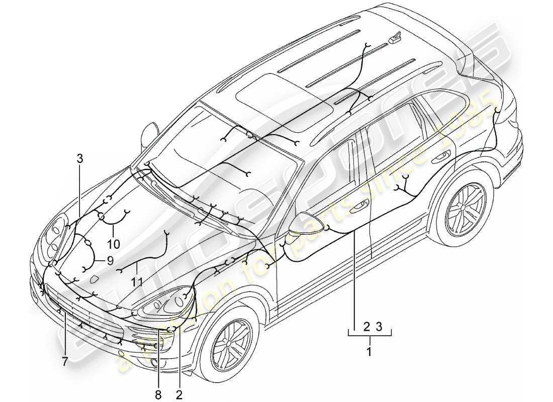 Porsche Cayenne E2 (2018) Kabelbäume Teildiagramm