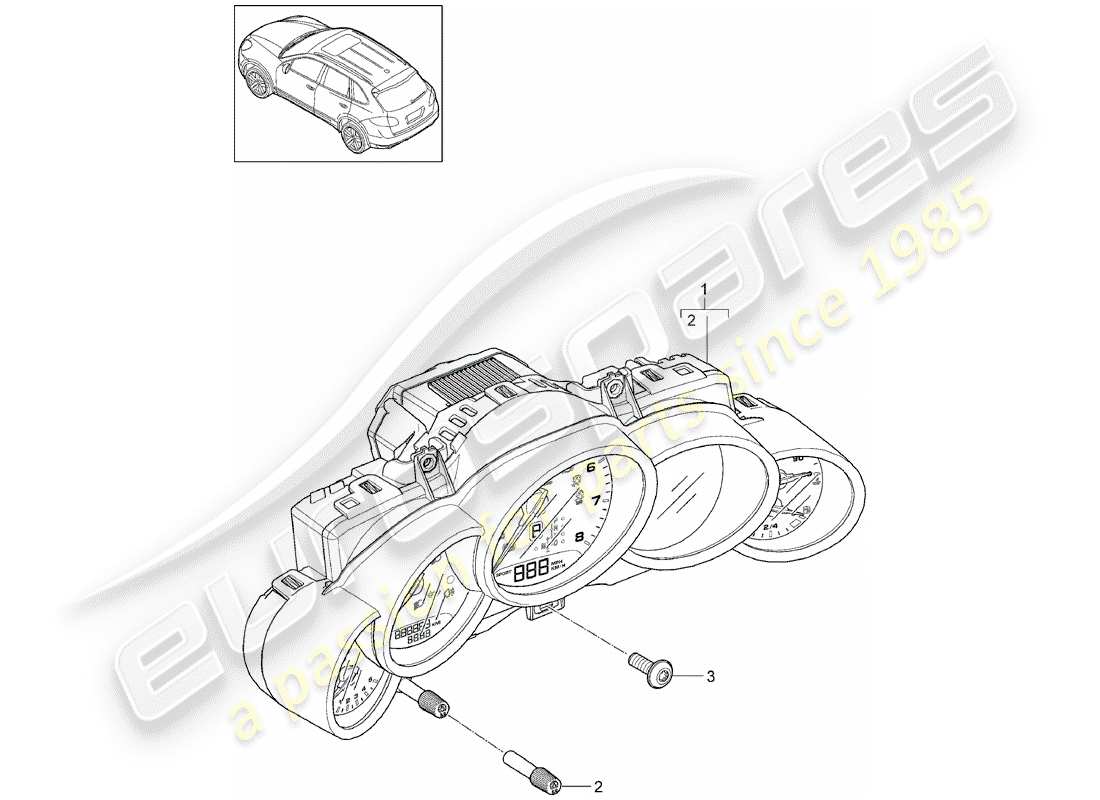 Porsche Cayenne E2 (2018) Instrumente Teildiagramm