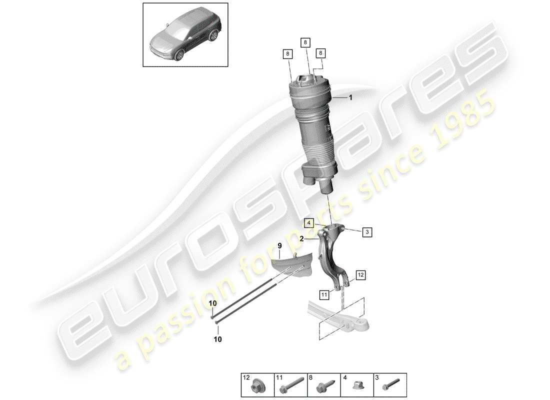 Porsche Cayenne E3 (2018) Luftfeder Teilediagramm