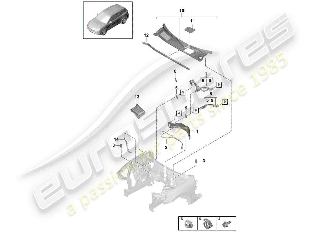 Porsche Cayenne E3 (2018) Heizung Teilediagramm