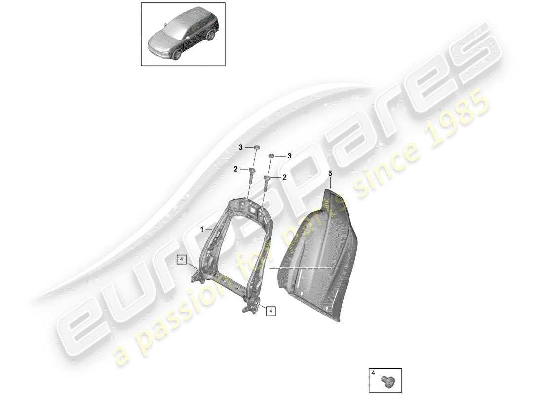 Porsche Cayenne E3 (2018) Rahmen - Rückenlehne Teilediagramm