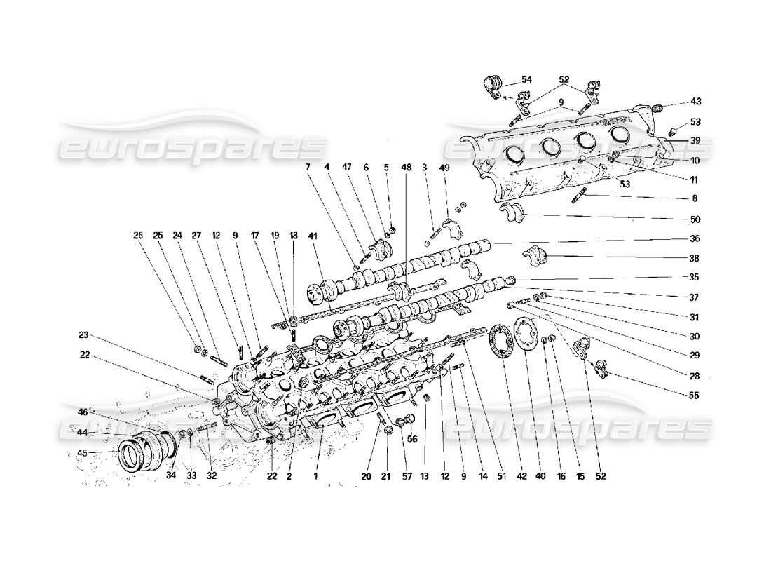 Ferrari F40 Teildiagramm des linken Zylinderkopfes