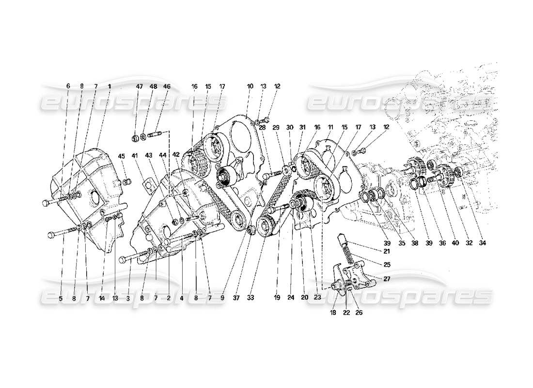 Ferrari F40 Timing – Kontrollen Teilediagramm