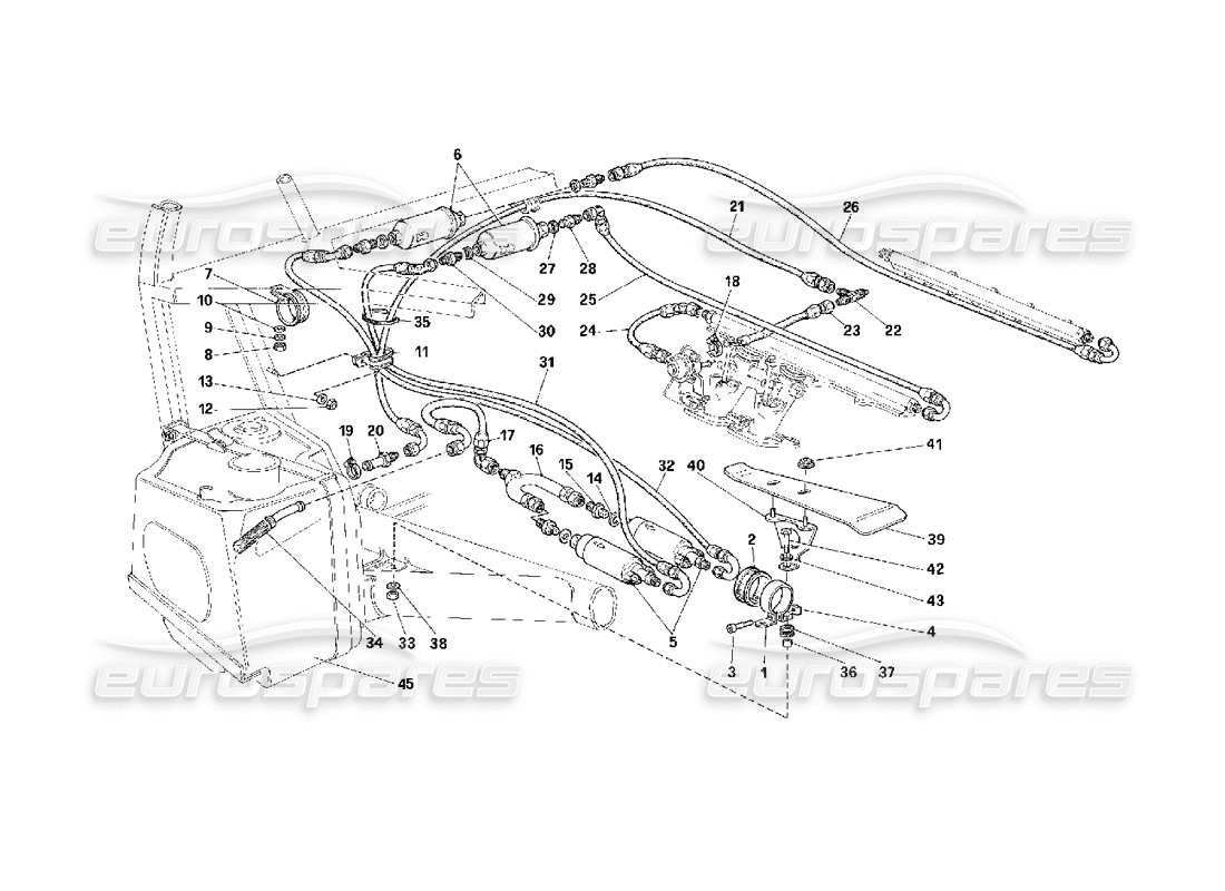 Ferrari F40 Pumpe und Kraftstoffleitungen – nicht für die USA – Teildiagramm
