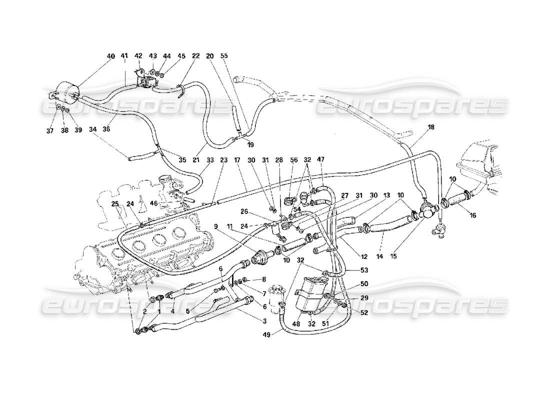 Ferrari F40 Luft Injektionsgerät – gültig für die USA – Teildiagramm