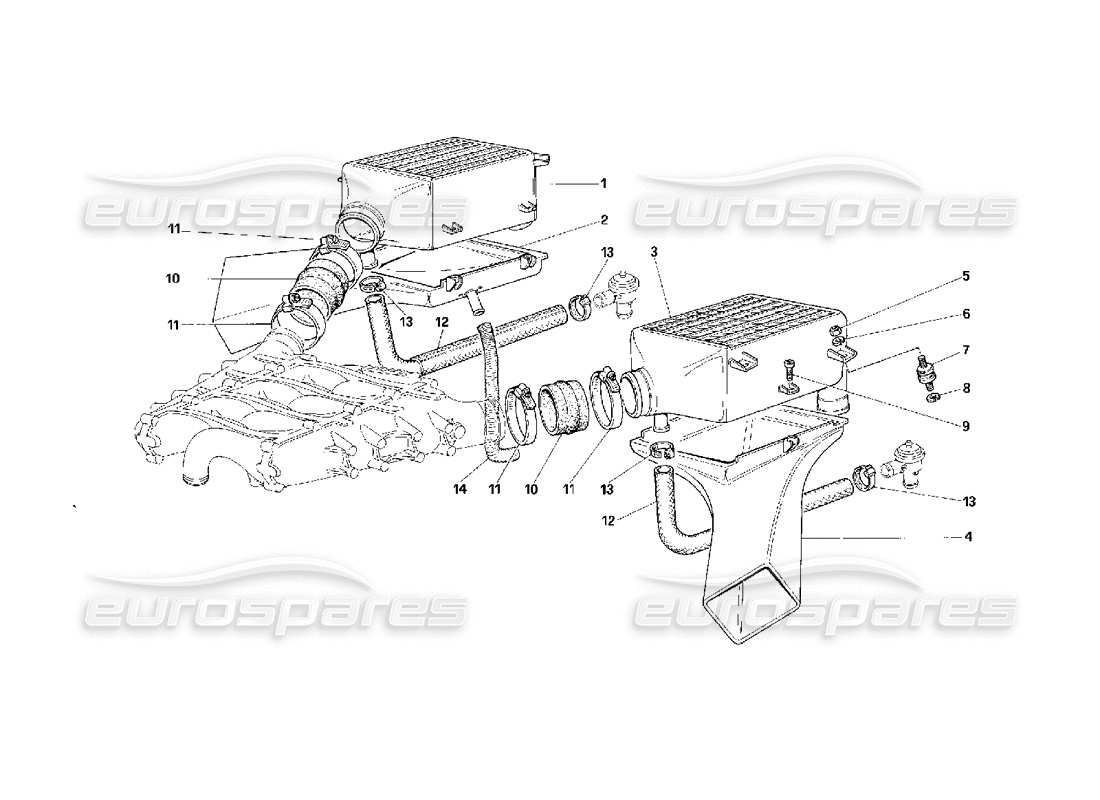 Ferrari F40 Wärmetauscher Teilediagramm