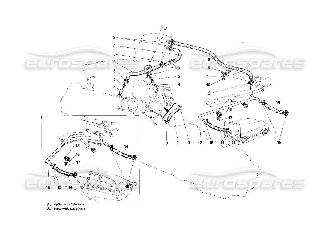 Ferrari F40 Öldampf-Recycling Teilediagramm