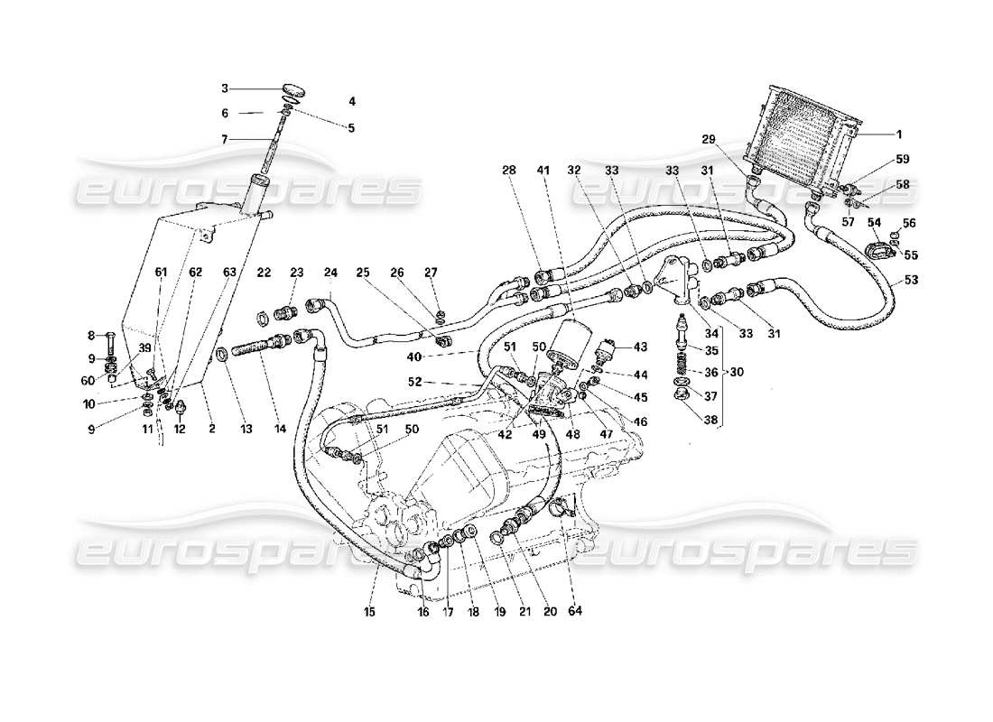 Ferrari F40 Schmiersystem Teildiagramm
