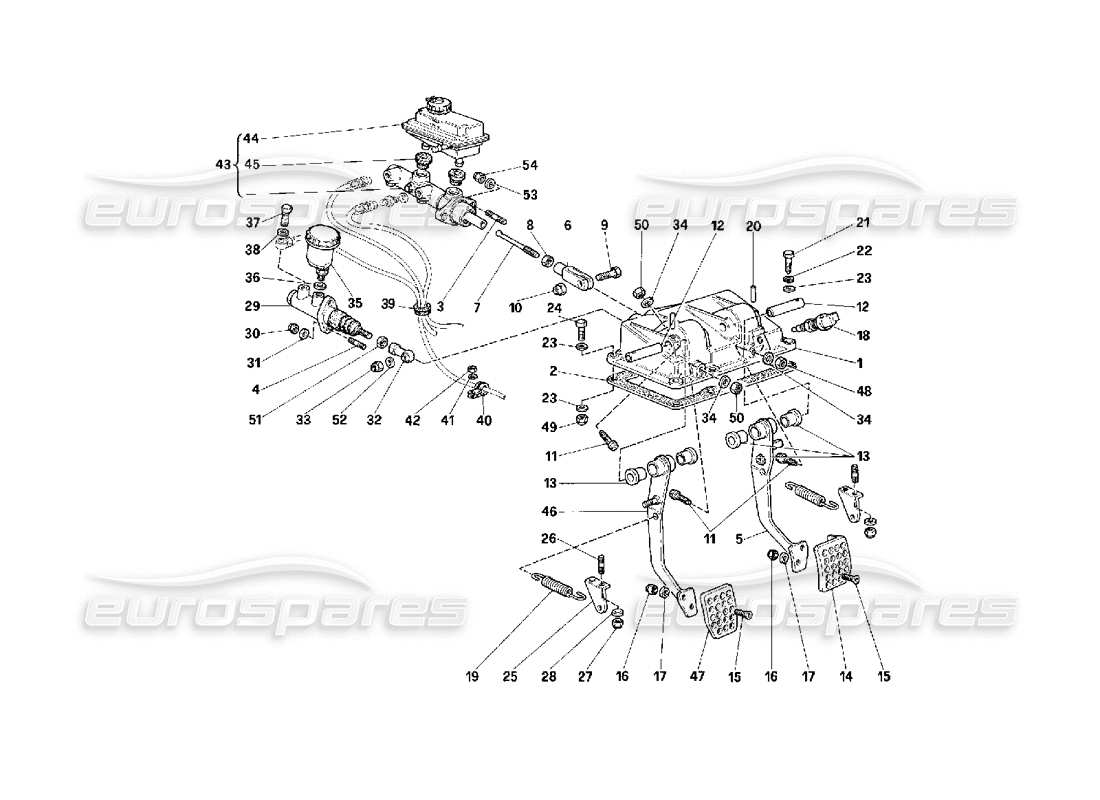 Ferrari F40 Bremsen und Kupplungspedale Teildiagramm