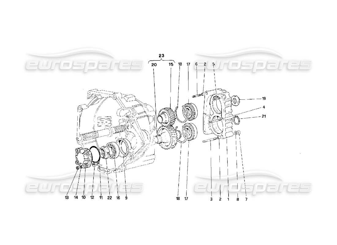 Ferrari F40 Getriebeübertragung Teildiagramm